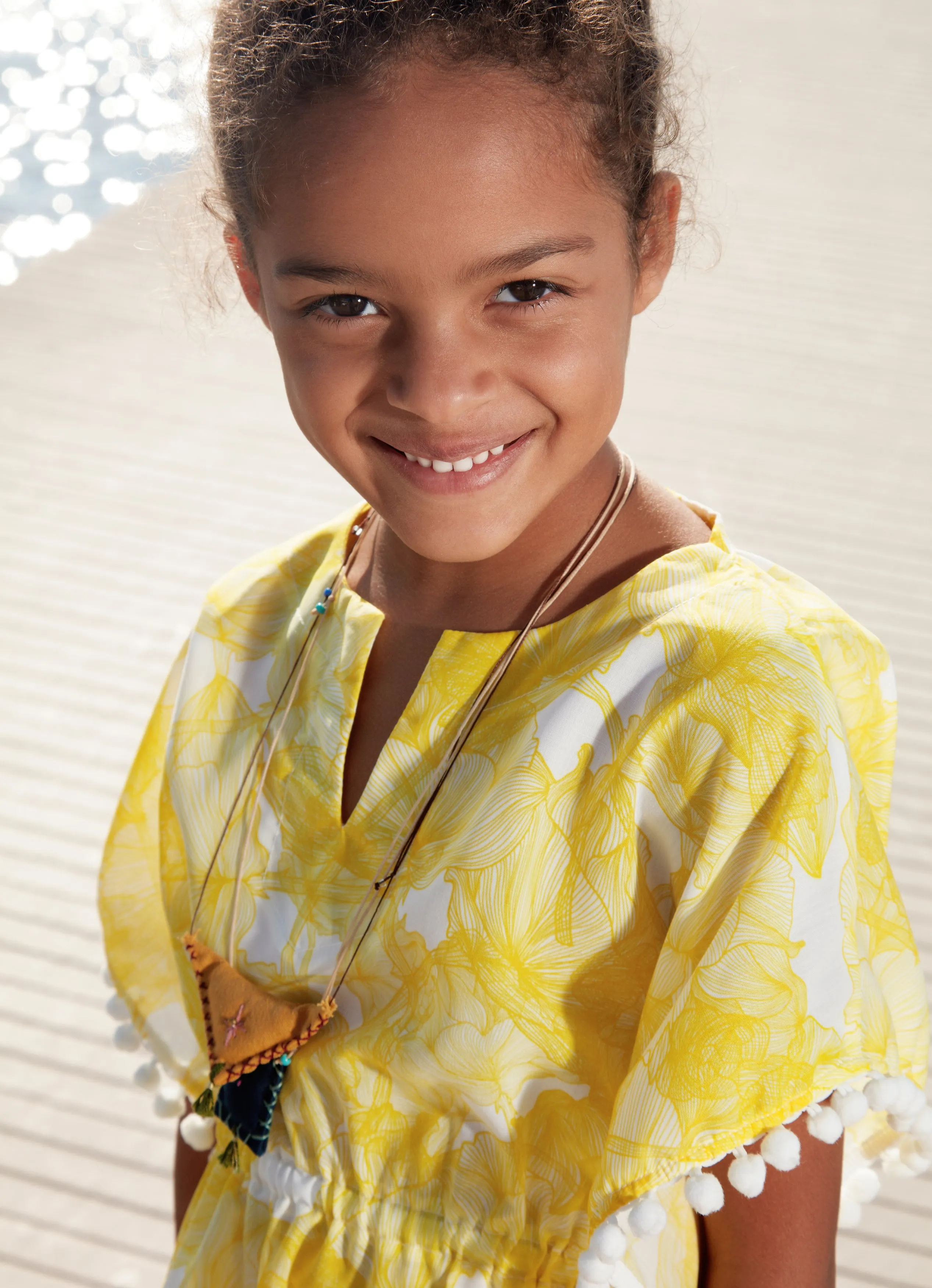 GIRL'S KAFTAN FLOWERS YELLOW