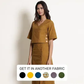 Golden Oak Warm Cotton Surplice Neck Wrap Top