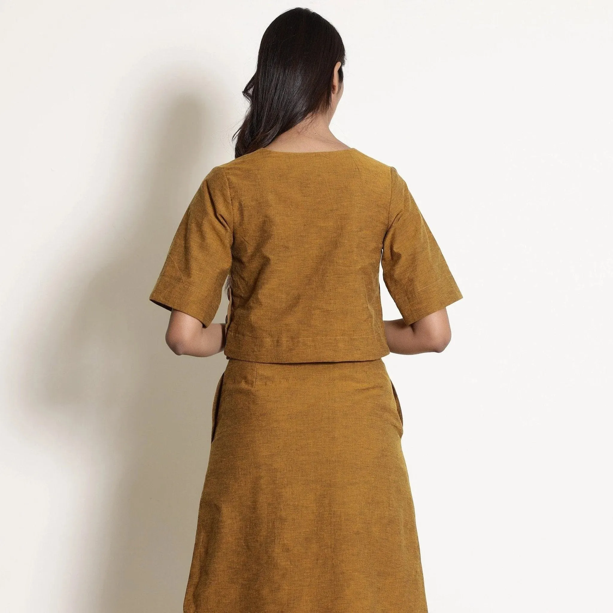Golden Oak Warm Cotton Surplice Neck Wrap Top