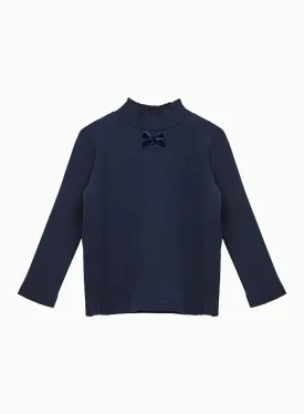 Grace Bow Jersey Top in Navy