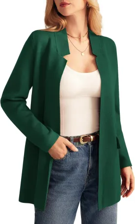 GRACE KARIN Women's 2025 Long Sleeve Knit Cardigan Coat Open Front Notch Collar Sweater Blazer Coatigan Jackets