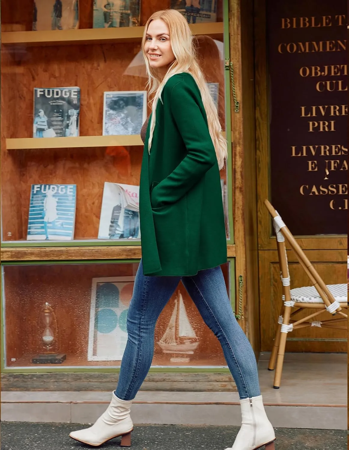 GRACE KARIN Women's 2025 Long Sleeve Knit Cardigan Coat Open Front Notch Collar Sweater Blazer Coatigan Jackets