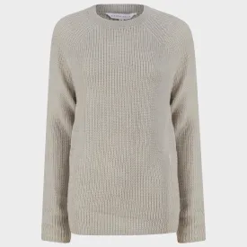 Grey Marl Ladies Raglan Sleeve Crew Neck Jumper