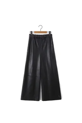 'Ivy' Casual Versatile Straight-Leg Leather Pants