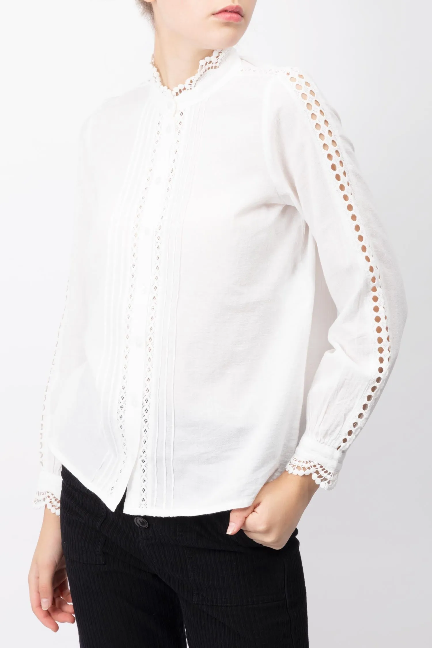 Lace Trimmed Cotton Shirt