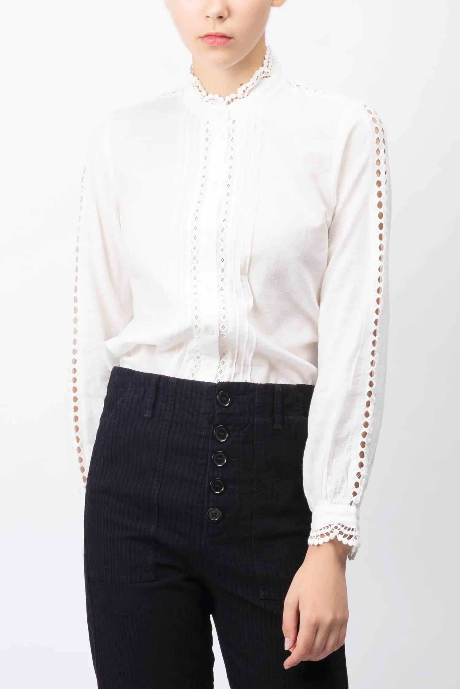 Lace Trimmed Cotton Shirt