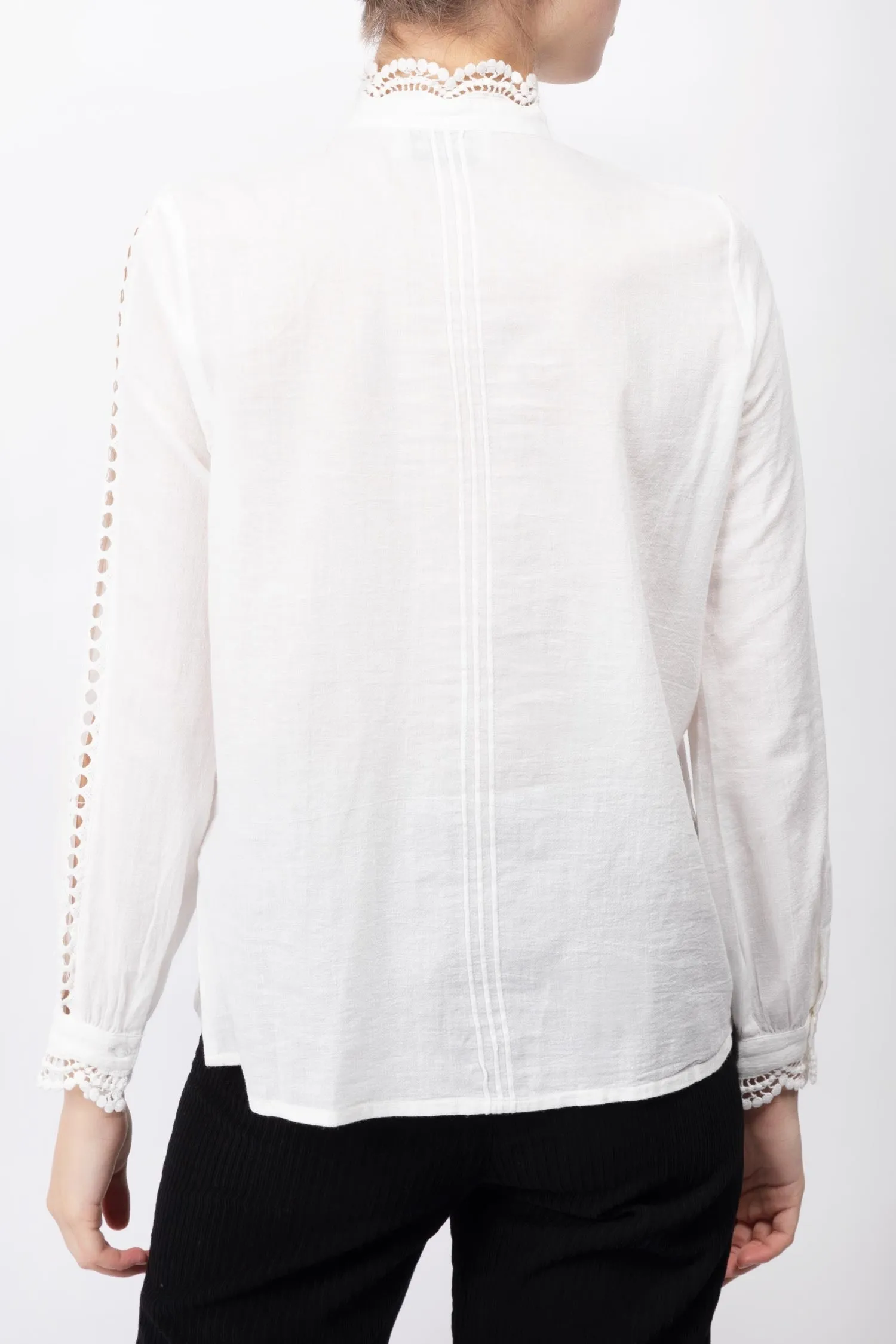 Lace Trimmed Cotton Shirt