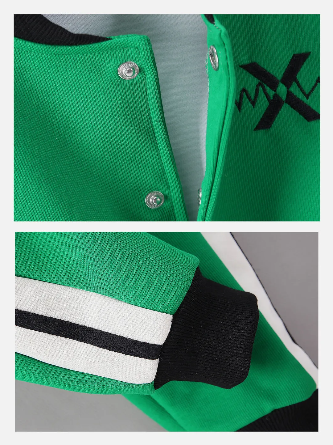 Little Surprise Box, 2 pcs Green Varsity Style Jacket with matching Tracks for Kids