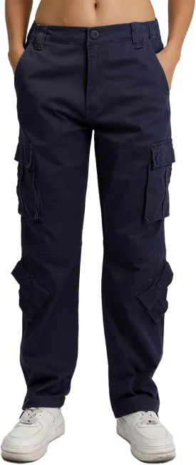 Matchstick Womens Cargo Pants with 8 Pockets Baggy Utility Work Pants for Hiking Travel Outdoor All Season Daily Wear