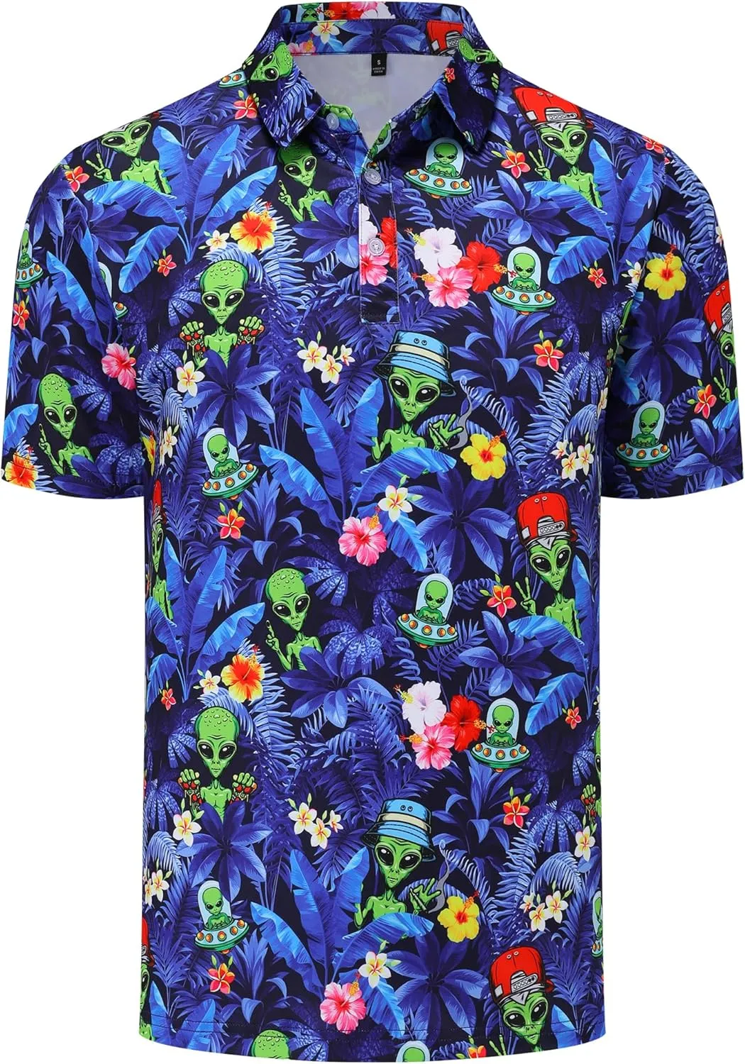 Mens Golf Polo Shirts Short Sleeve Dry Fit Print Performance Moisture Wicking Casual Funny Golf Polo Shirts for Men