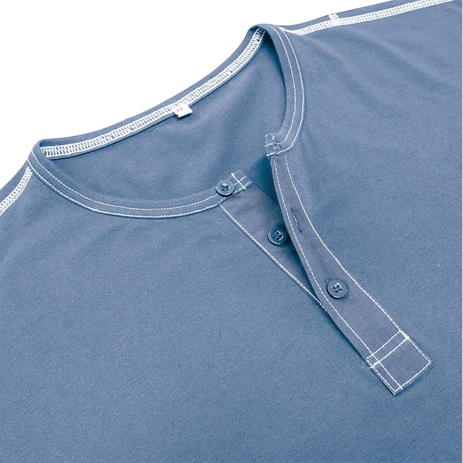 Men's Henley Shirts Cotton Button Down Shirts Long Sleeve Pullover Shirts Casual Stylish Solid Baggy Shirts