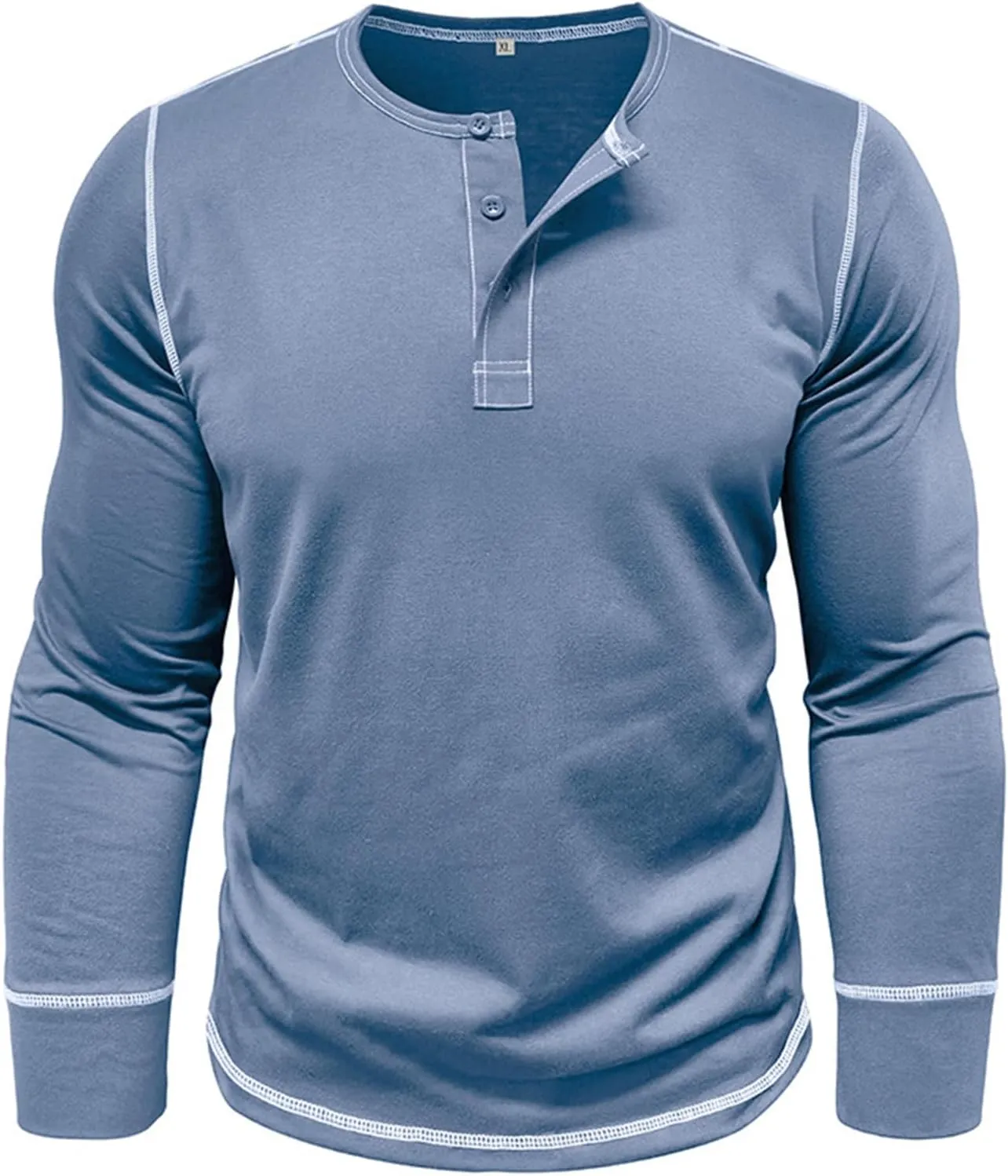 Men's Henley Shirts Cotton Button Down Shirts Long Sleeve Pullover Shirts Casual Stylish Solid Baggy Shirts