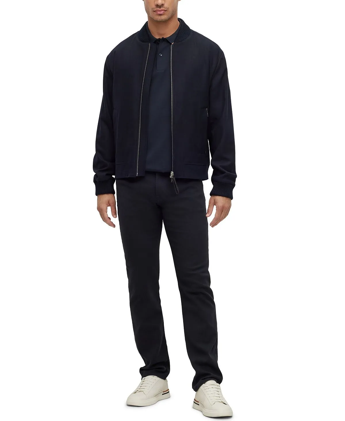 Men's Slim Fit Cotton Polo Shirt with Striped Collar BOSS Hugo Boss