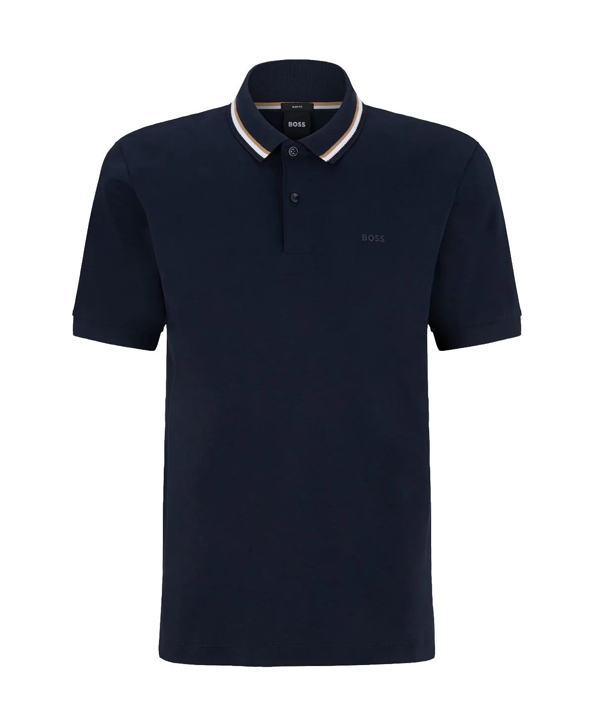 Men's Slim Fit Cotton Polo Shirt with Striped Collar BOSS Hugo Boss