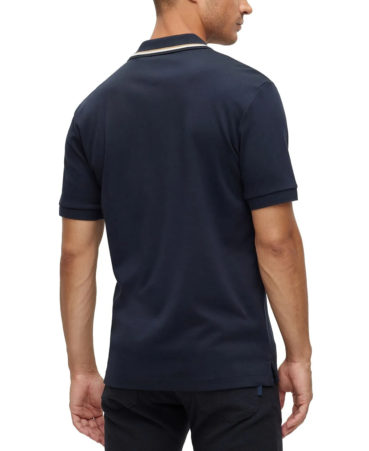 Men's Slim Fit Cotton Polo Shirt with Striped Collar BOSS Hugo Boss