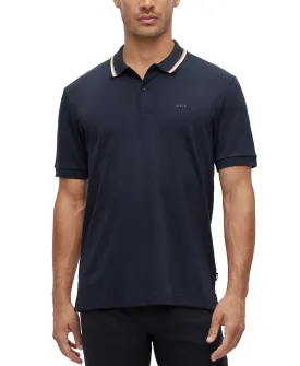 Men's Slim Fit Cotton Polo Shirt with Striped Collar BOSS Hugo Boss