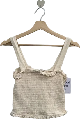 Michelle Keegan Cream Smocked Crop Top UK 10