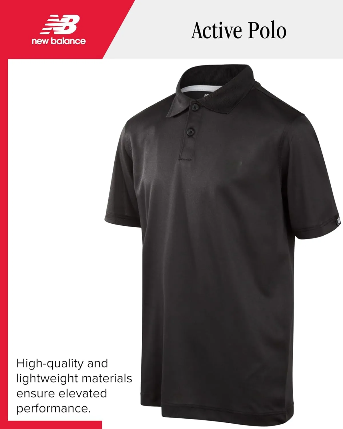 New Balance Boys' Polo T-Shirt - Short Sleeve Dry Fit Shirt for Boys' - Performance Collared Golf Shirt (8-20)