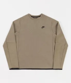 Nike Tech Fleece Wash Crewneck Sweatshirt - Taupe Haze / Black