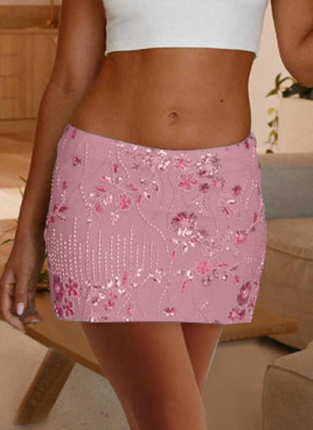 NUFIWI Women Sequin Glitter Mini Skirts Low Waist Sparkle Skinny Short Skirts Y2K Bodycon Shining Dance Party Skirt