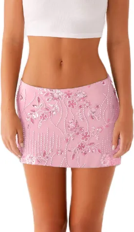 NUFIWI Women Sequin Glitter Mini Skirts Low Waist Sparkle Skinny Short Skirts Y2K Bodycon Shining Dance Party Skirt