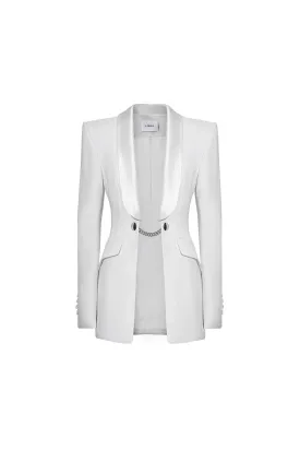 Ourense Straight Square Shoulder Satin Crepe Blazer