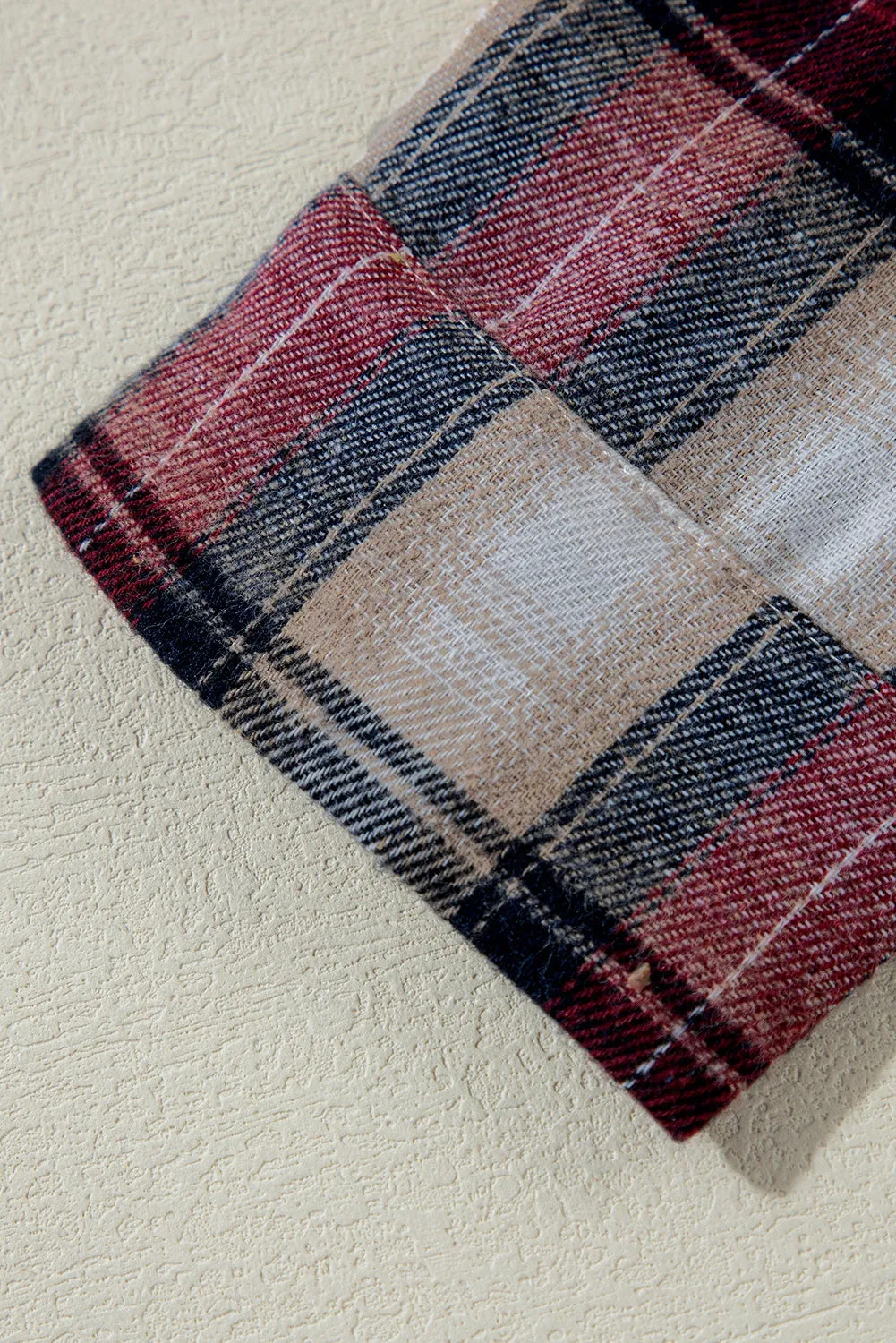 Plaid Print Chest Hooded Shacket