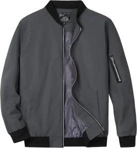 QLZ Men's Bomber Jackets Varsity Flight Jacket For Men Casual Lightweight Windbreaker Windproof Track Puffer Coat