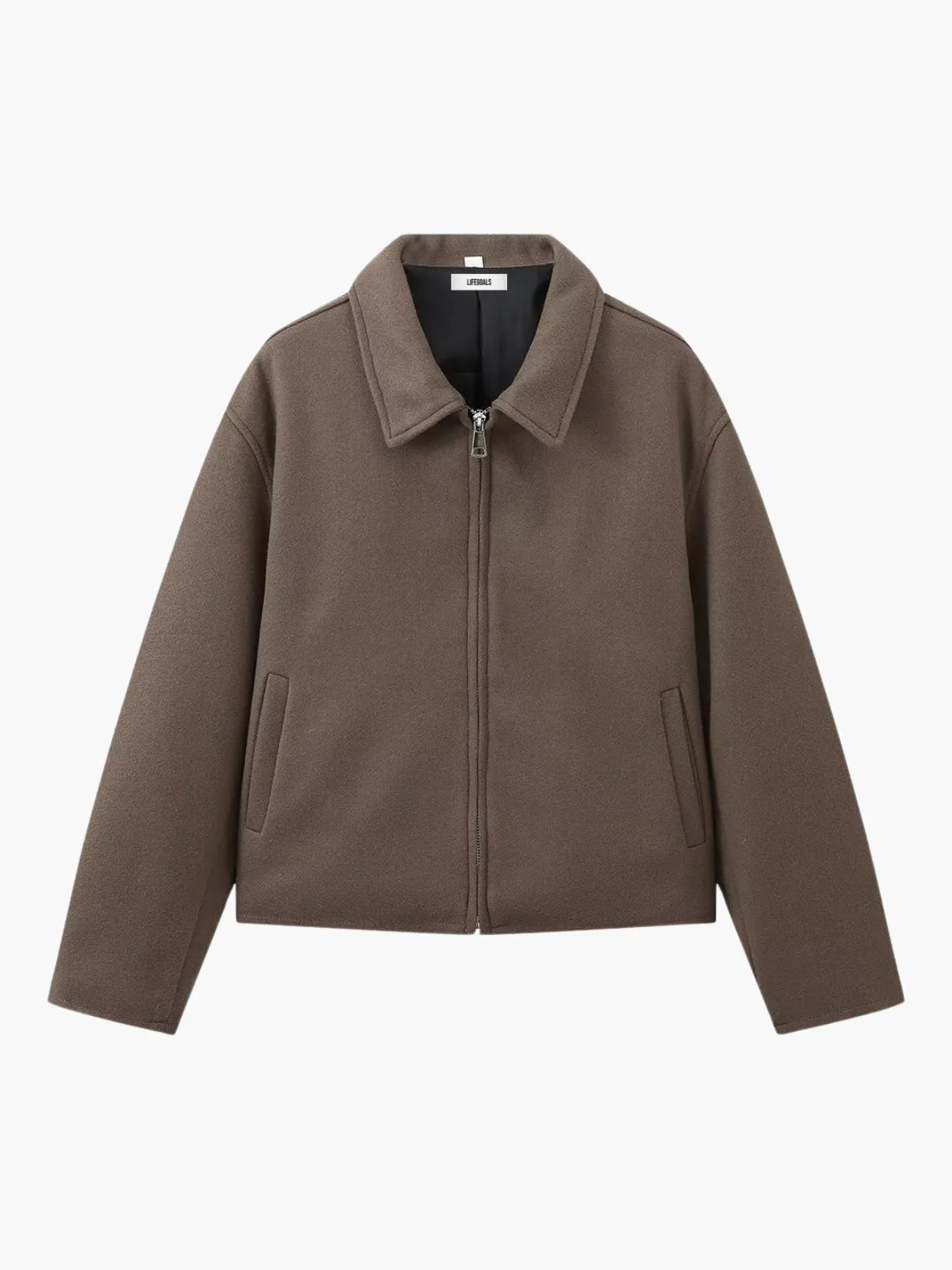 Relaxed Fit Wool Zip-Up Bomber Jacket