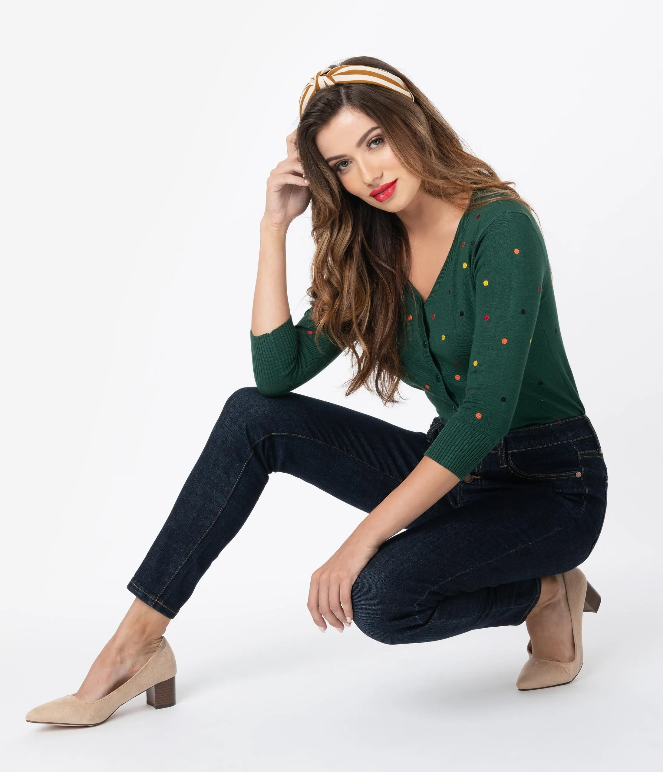 Retro Style Dark Blue Denim Button Up Skinny Jeans
