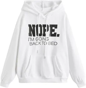 SHENHE Women's Slogan Letter Print Long Sleeve Hooded Sweatshirt Pullover Hoodie Tops