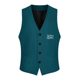 Sixty Eight 93 Logo White Dark Teal Men's Sleeveless Suit Vest