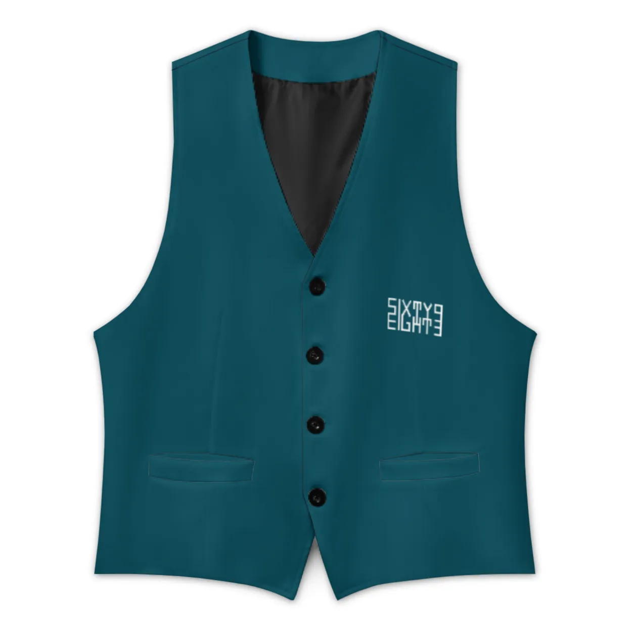 Sixty Eight 93 Logo White Dark Teal Men's Sleeveless Suit Vest