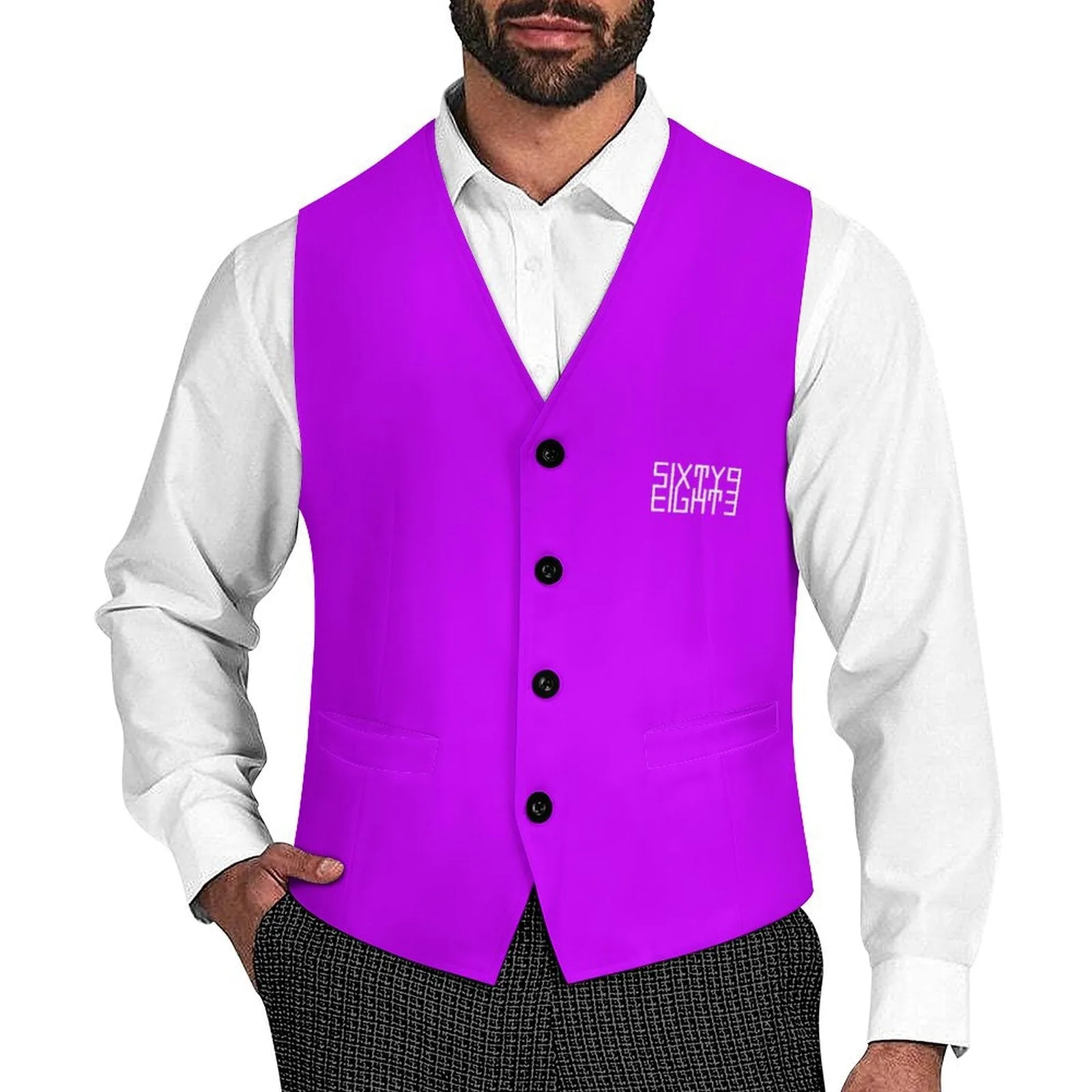 Sixty Eight 93 Logo White Grape Men's Sleeveless Suit Vest
