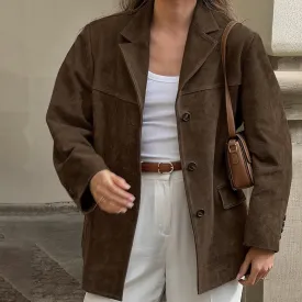 Suede Button-Up Blazer – Timeless and Sophisticated Outerwear