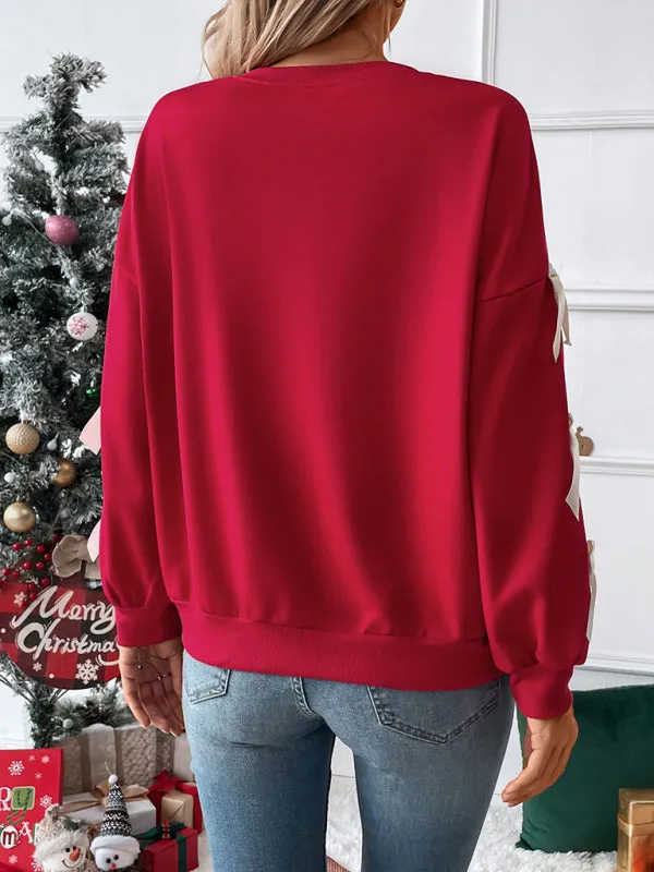 Trendy Bow Sleeve Holiday Pullover for Winter