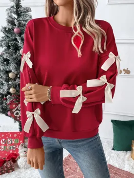 Trendy Bow Sleeve Holiday Pullover for Winter