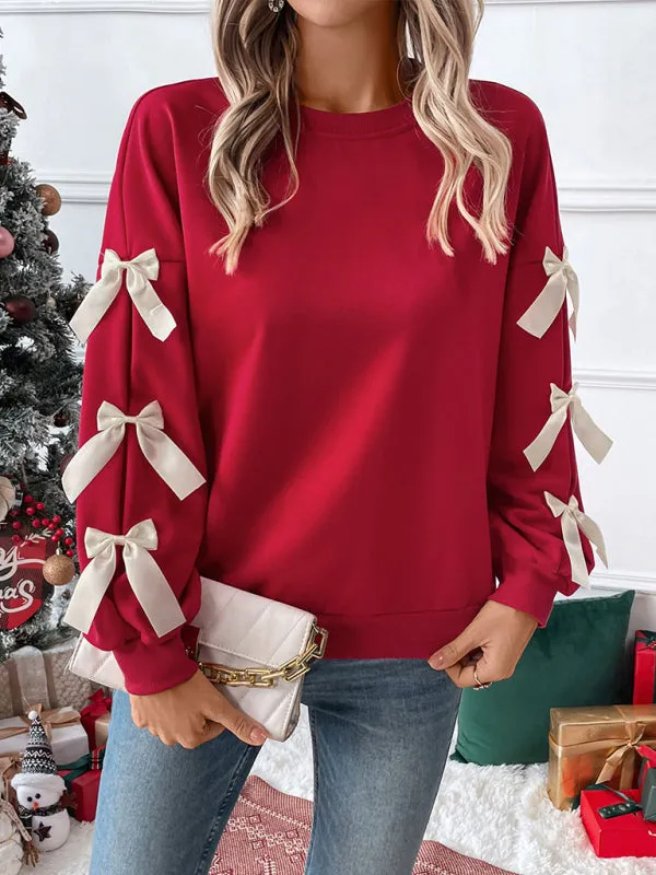 Trendy Bow Sleeve Holiday Pullover for Winter