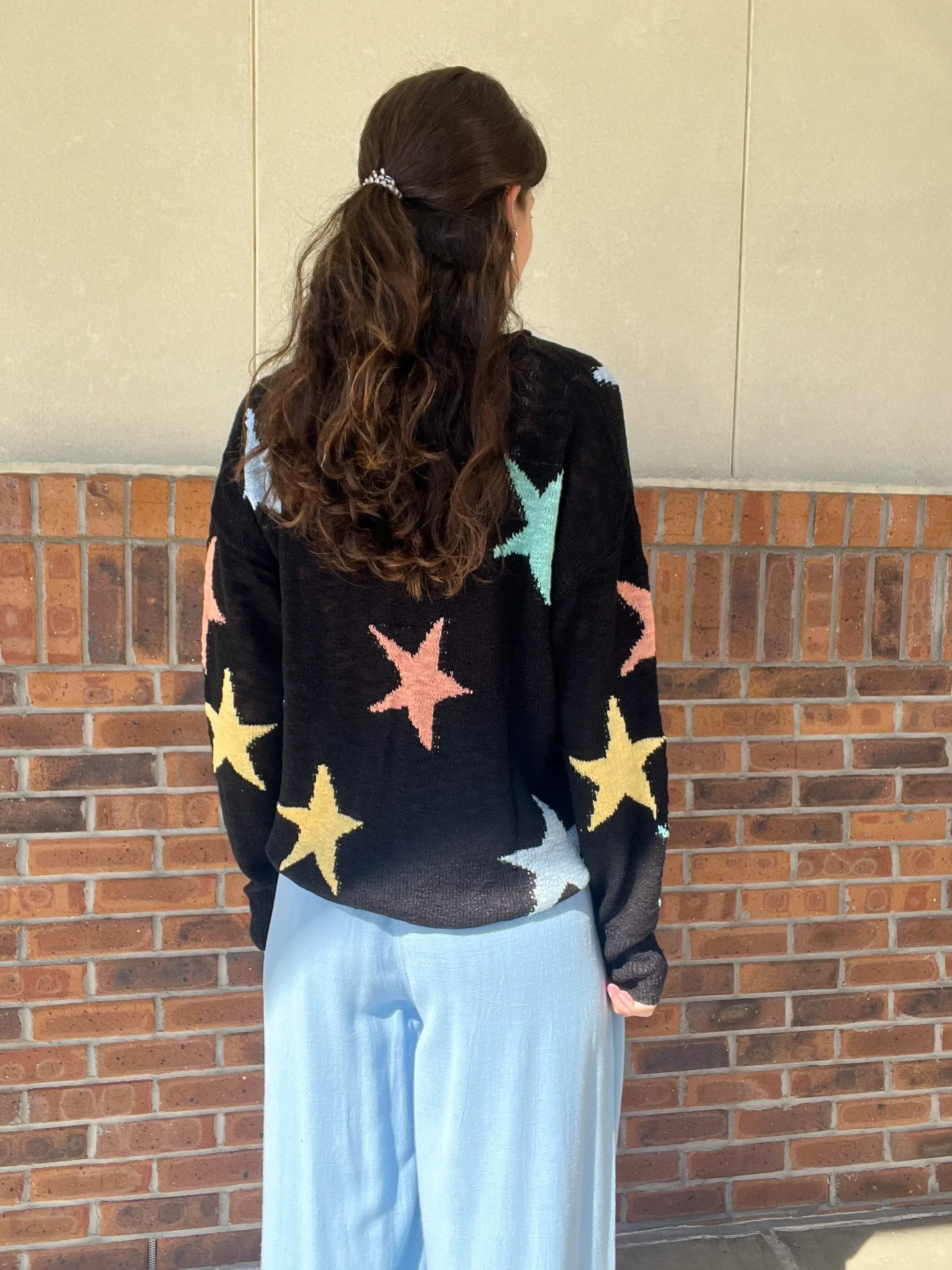 Umgee Multi color Star lighweight pullover top