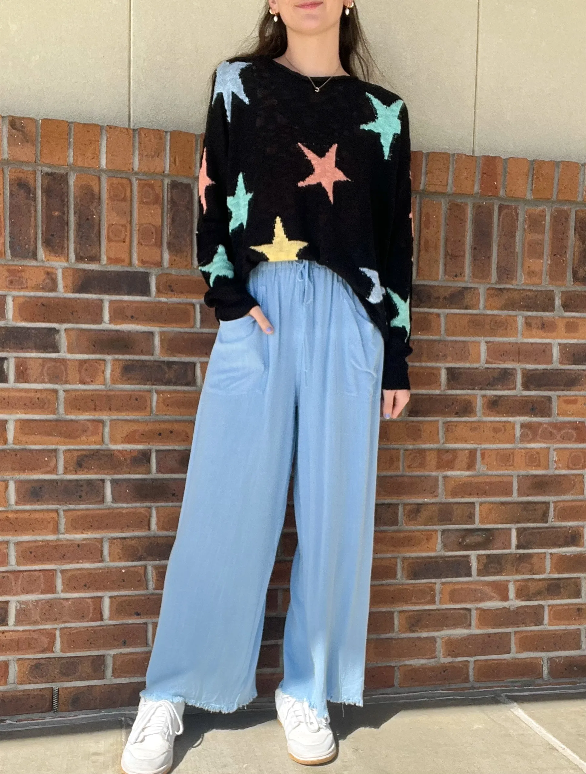 Umgee Multi color Star lighweight pullover top