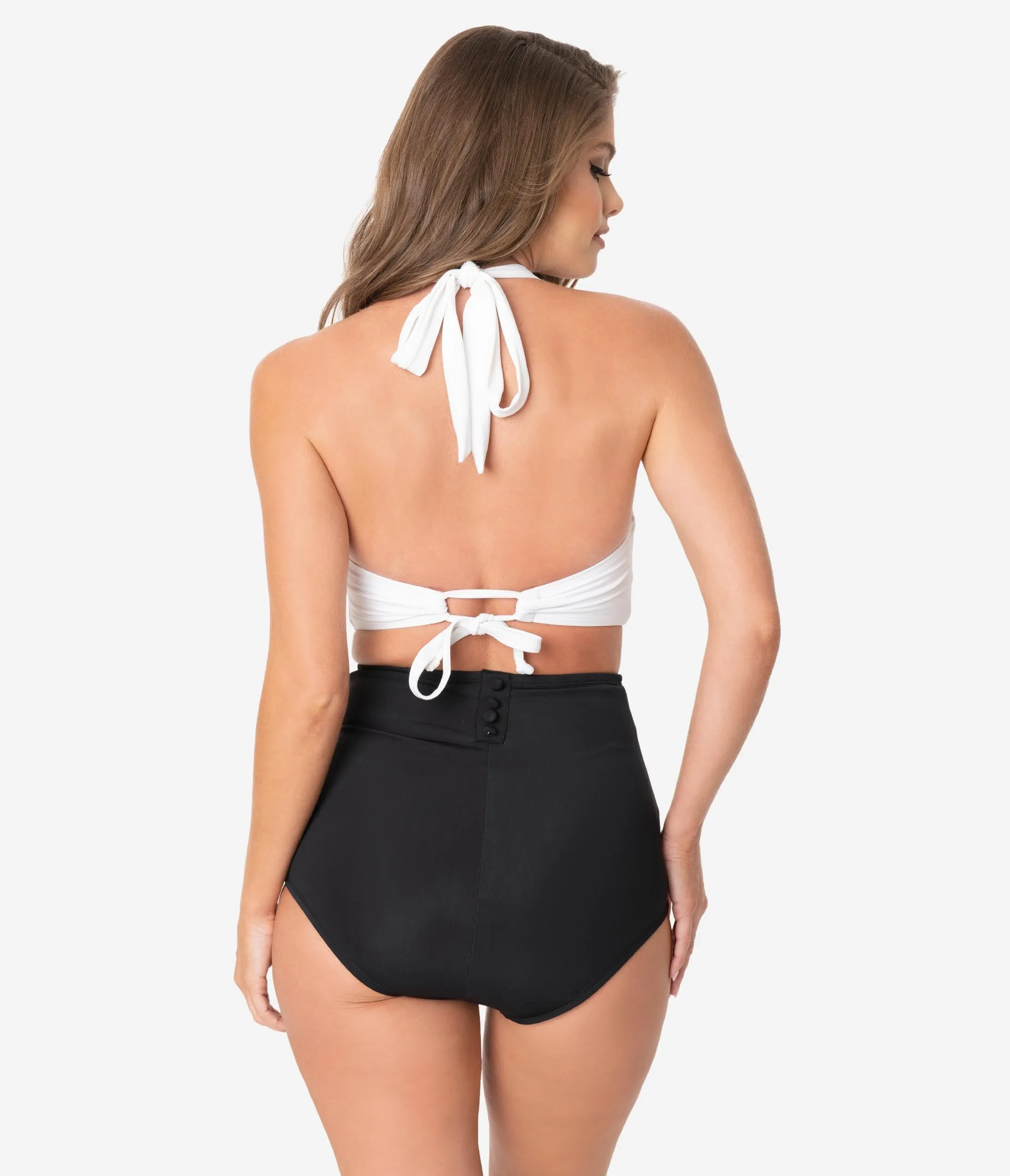 Unique Vintage Black High Waist Louise Swim Bottoms
