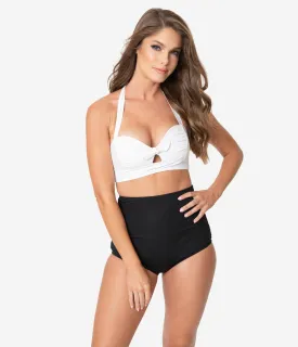 Unique Vintage Black High Waist Louise Swim Bottoms