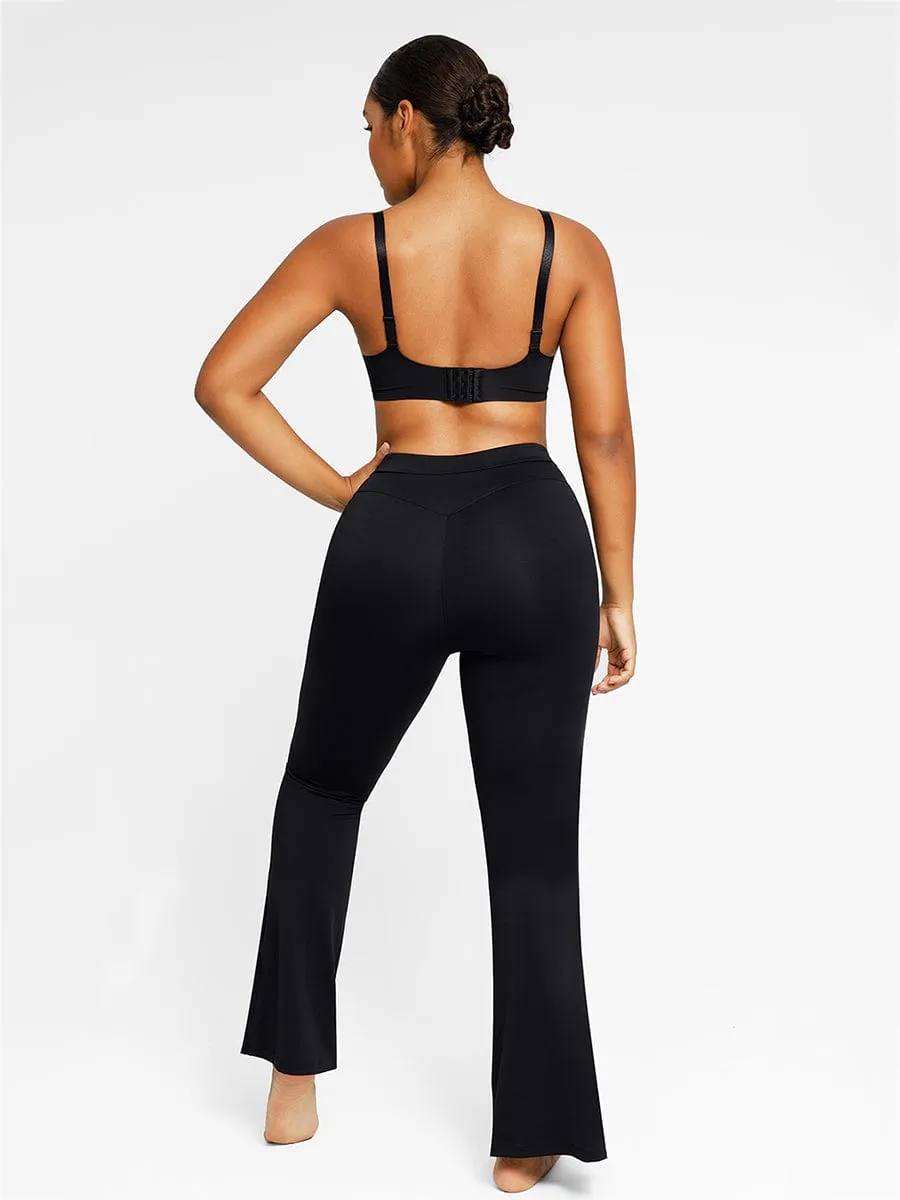 Wholesale High-waisted Abdominal Control Front Slit Flare Legging