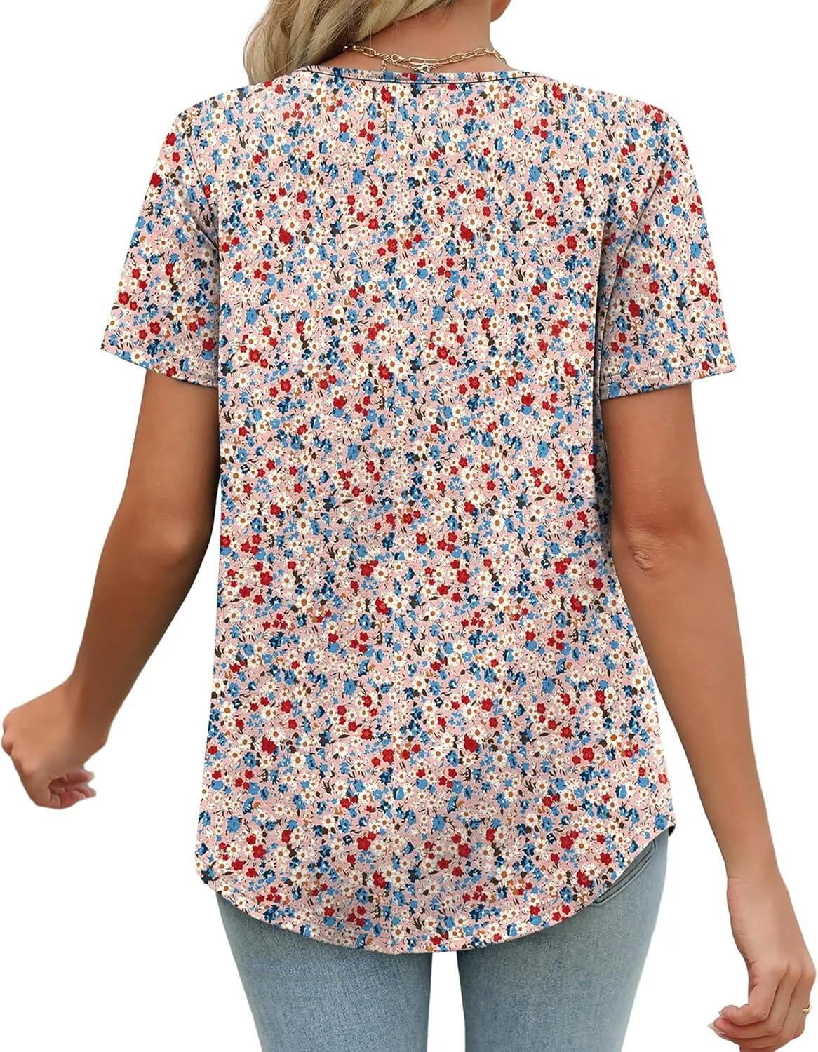 WIHOLL Womens Summer Tunic Tops Button Down Shirts Short Sleeve T-shirts Beach Vacation Clothes Spring S-3XL