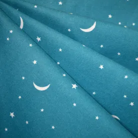 Winter Night Starry Sky Cotton Flannel Teal