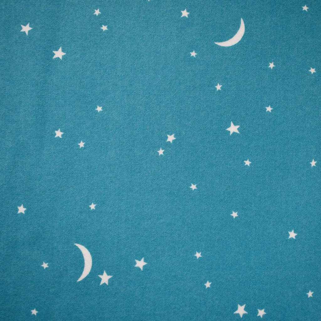 Winter Night Starry Sky Cotton Flannel Teal