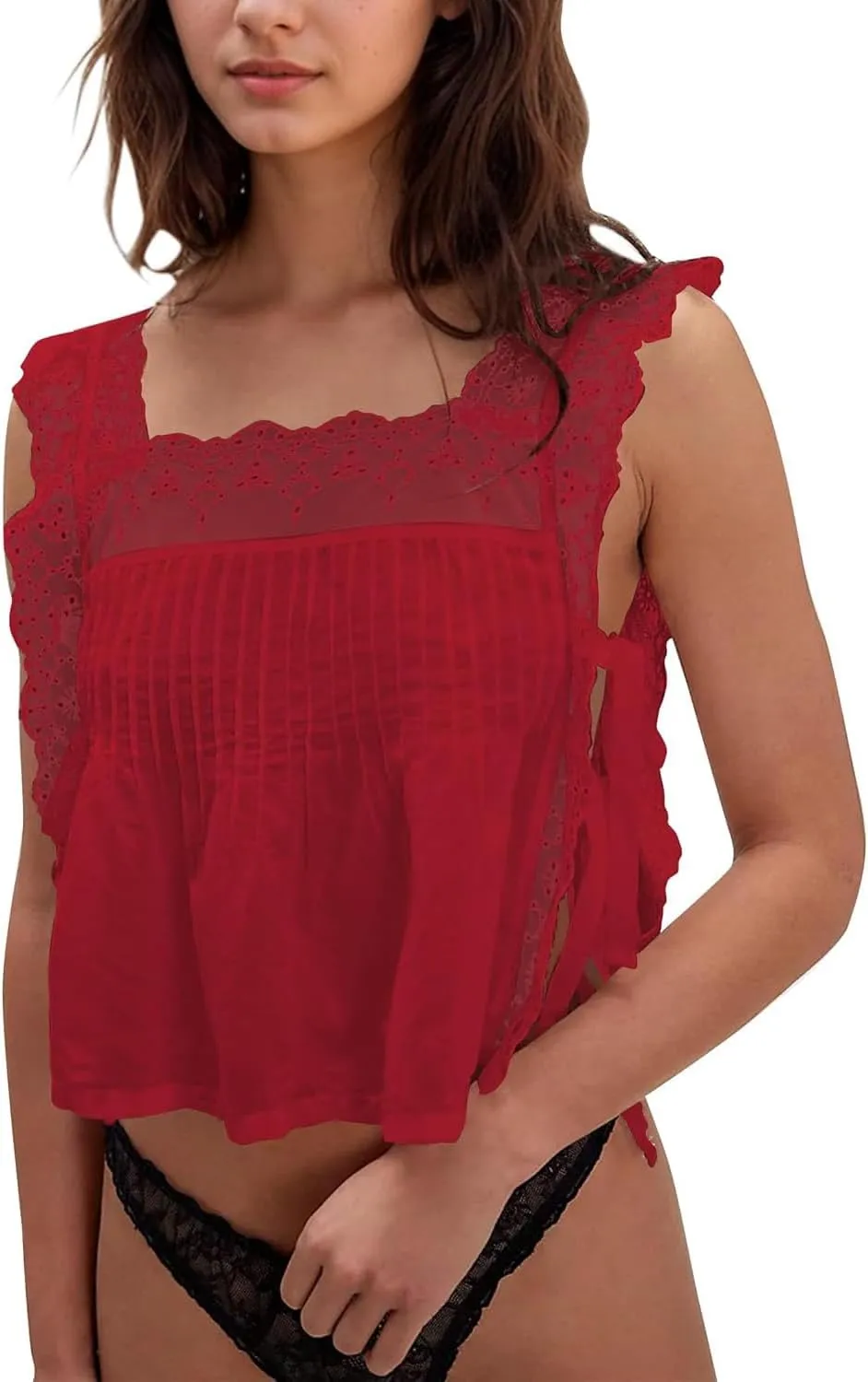 Women Lace Trim Vest Tank Tops Sheer Embroidery Floral Crop Top Y2K Backless Camisoles Summer Going Out Cami Shirt