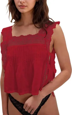 Women Lace Trim Vest Tank Tops Sheer Embroidery Floral Crop Top Y2K Backless Camisoles Summer Going Out Cami Shirt