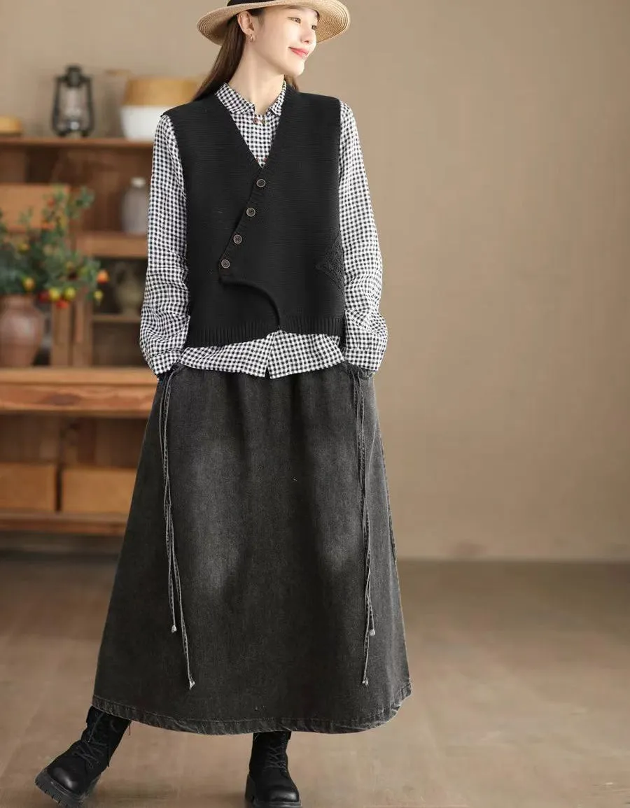 Women's Comfortable Retro Loose Denim Skirt