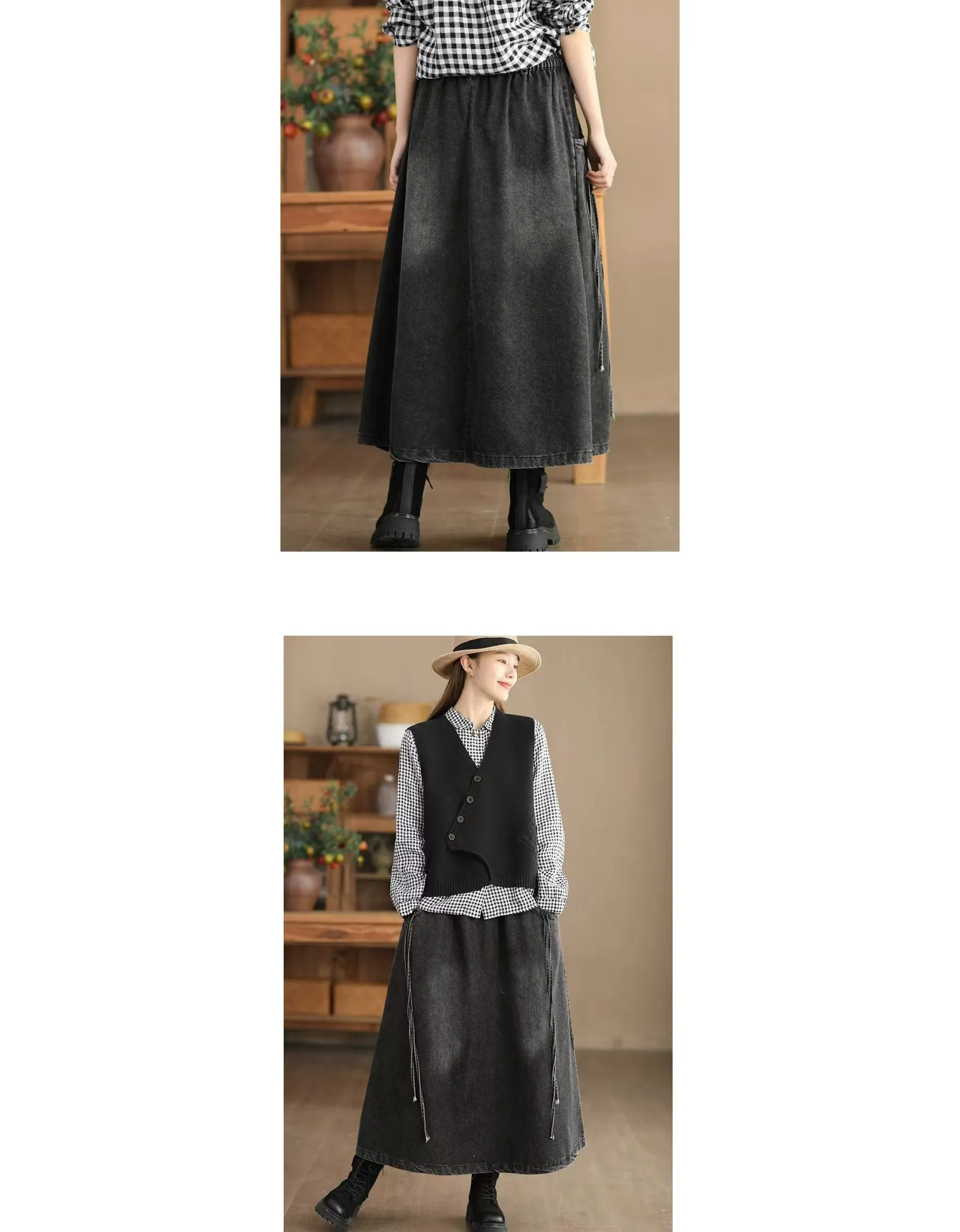 Women's Comfortable Retro Loose Denim Skirt